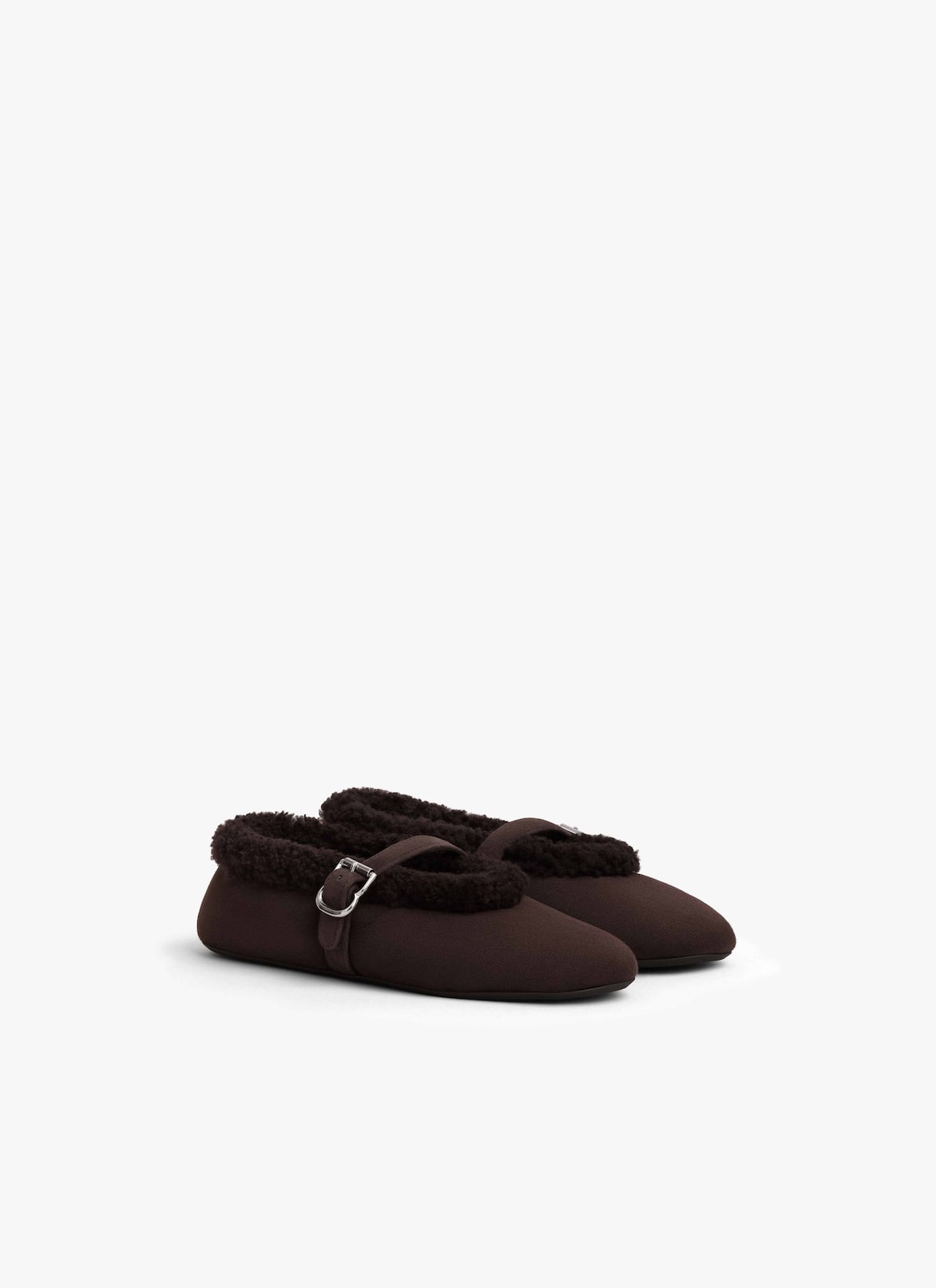 BALLET FLATS IN MERINO SHEARLING ALAÏA BROWN BALLET FLATS IN MERINO SHEARLING